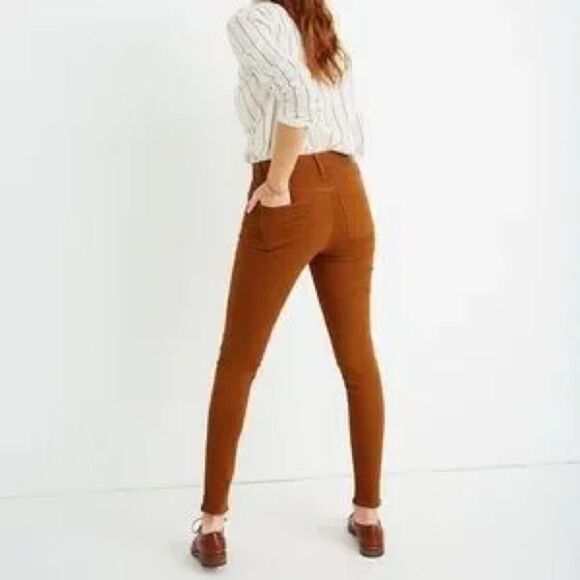 NWT Madewell High Rise Skinny Modal Stretch Slimming Mustard Pants Sz 25 - Picture 3 of 9